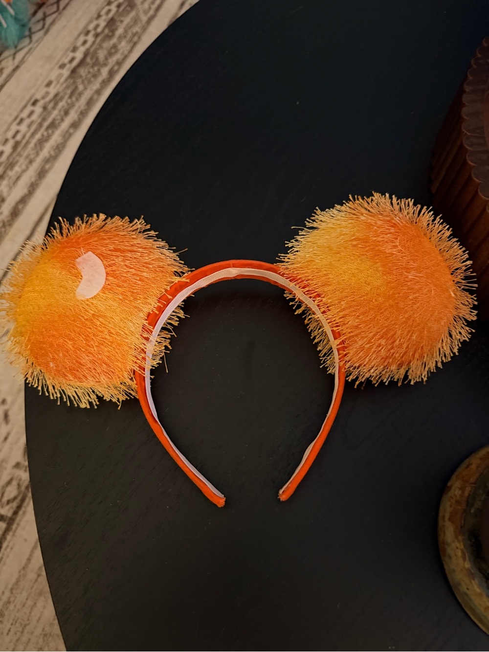 2319 Orange Fuzzy Pom Headband